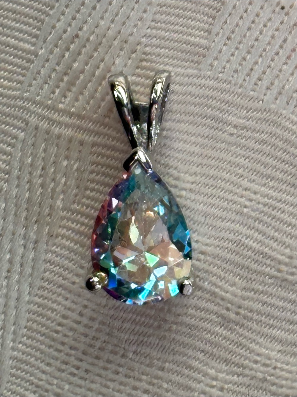 Sterling silver Pear Cut Mystic Topaz Pendant charm